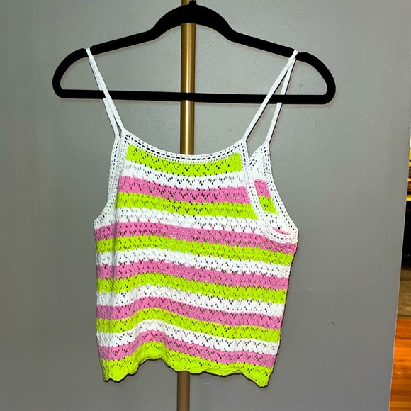 French Connection Nora Stripe Crochet Top - Picture 2 of 3